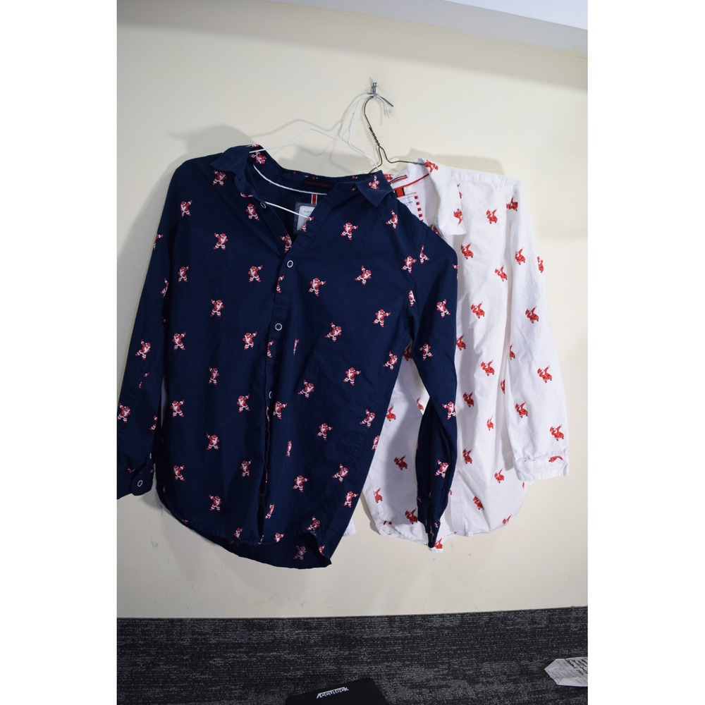 2 Santa Dabbing Button‎ Down Shirts Holiday Party Long Sleeve BOYS 13 14 L